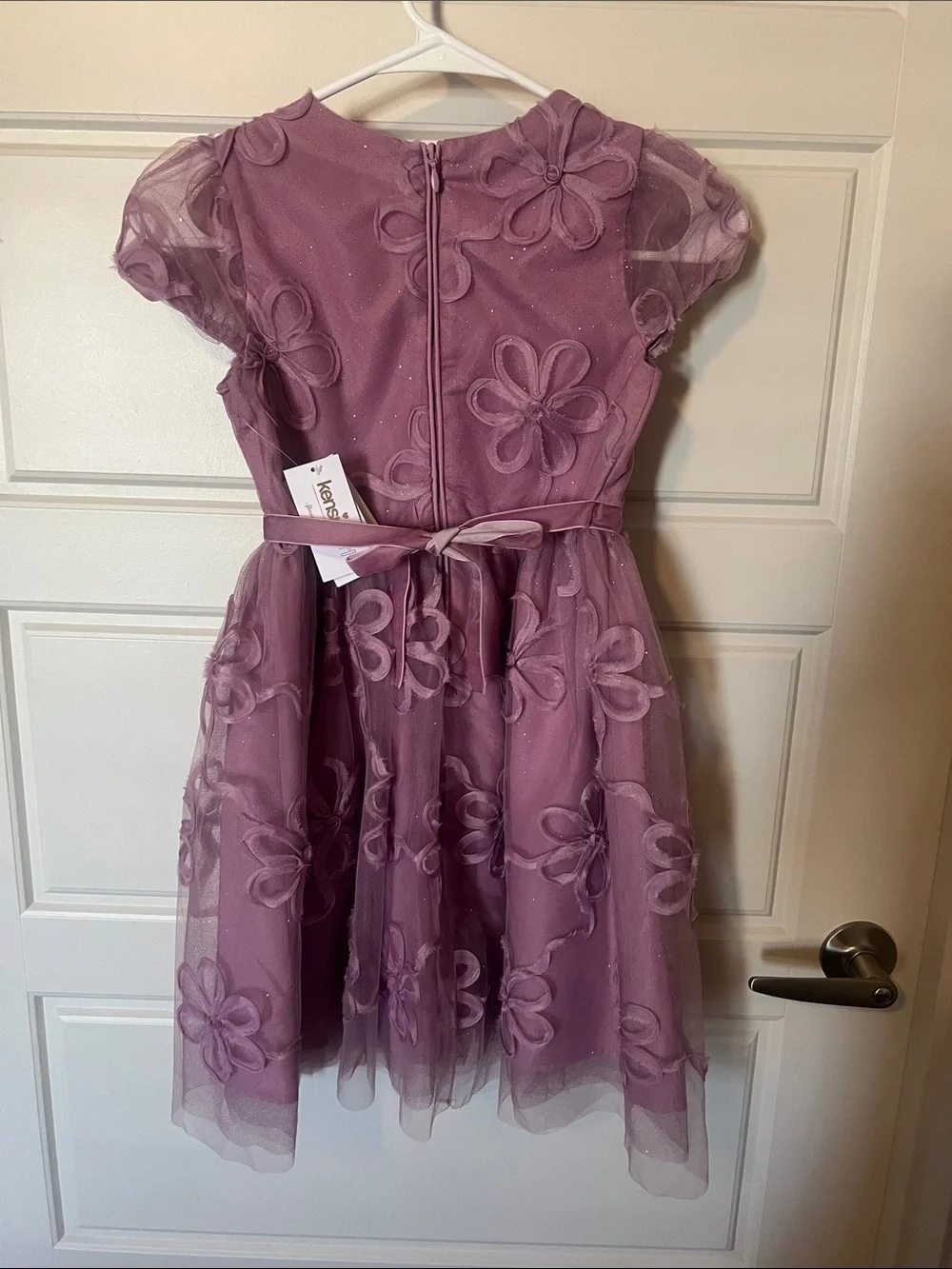 Kensie Girl Lavender Floral Appliqué Tulle Dress